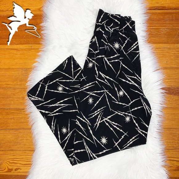 VINTAGE KRIZIA 1980s Graphic Print Silk Rocker Cropped Pants